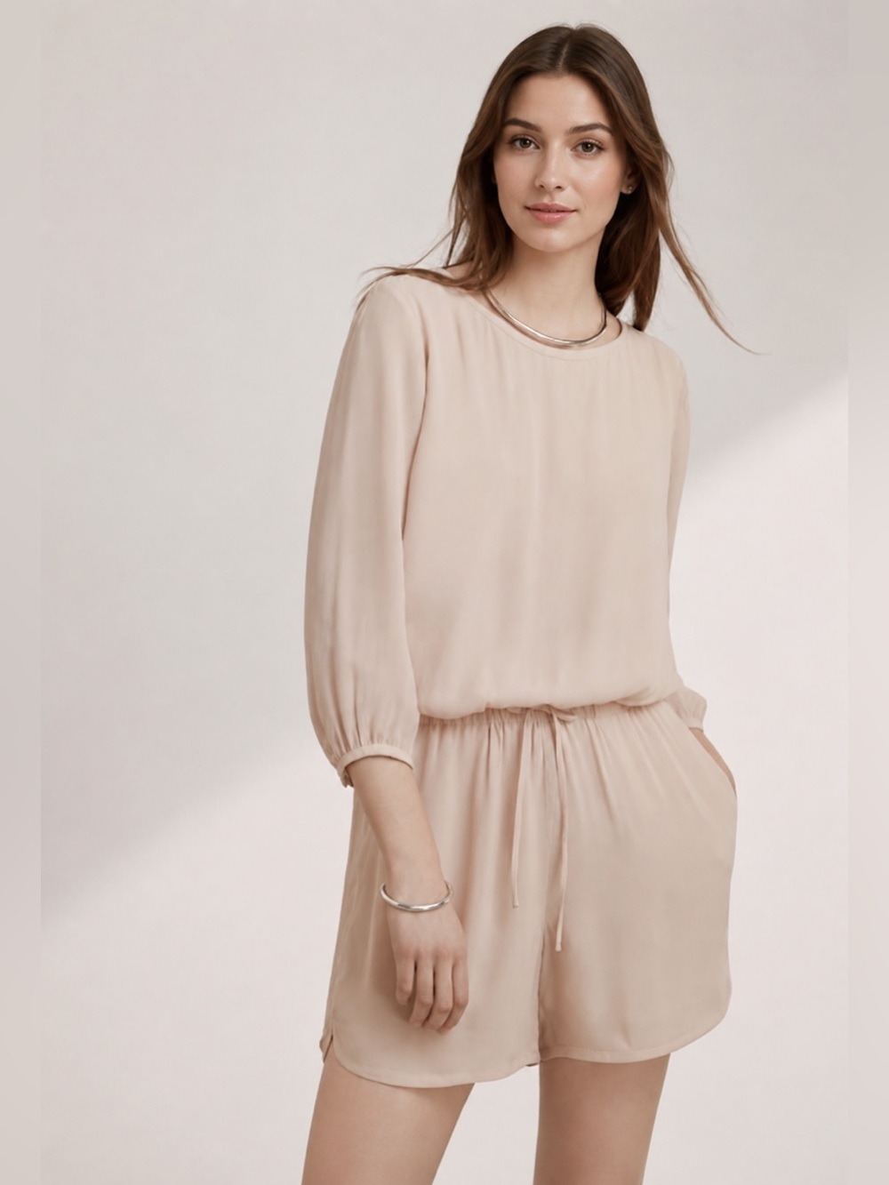 Aritzia Babaton Keagan Romper Soft Blush Size M